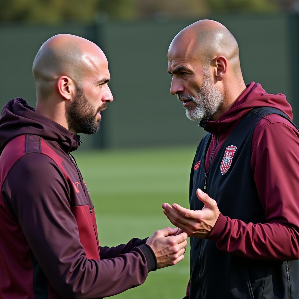 Haaland and Guardiola during a training session