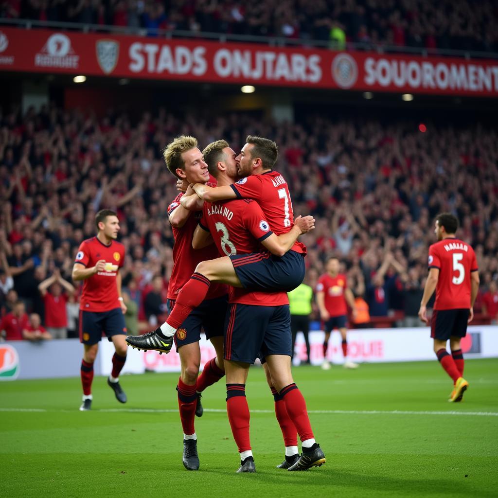 Haaland celebrates his hat-trick against Manchester United