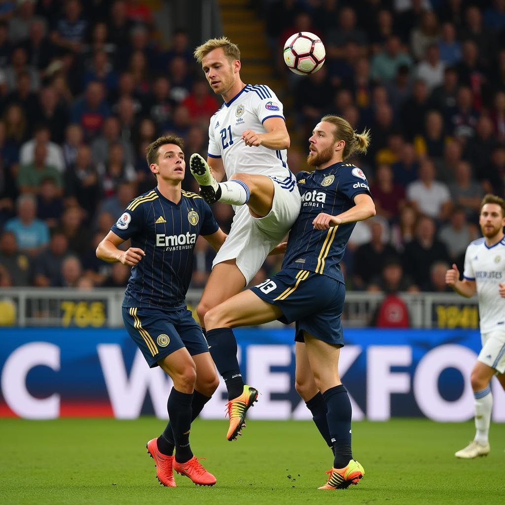 Haaland scoring a header against Wolves