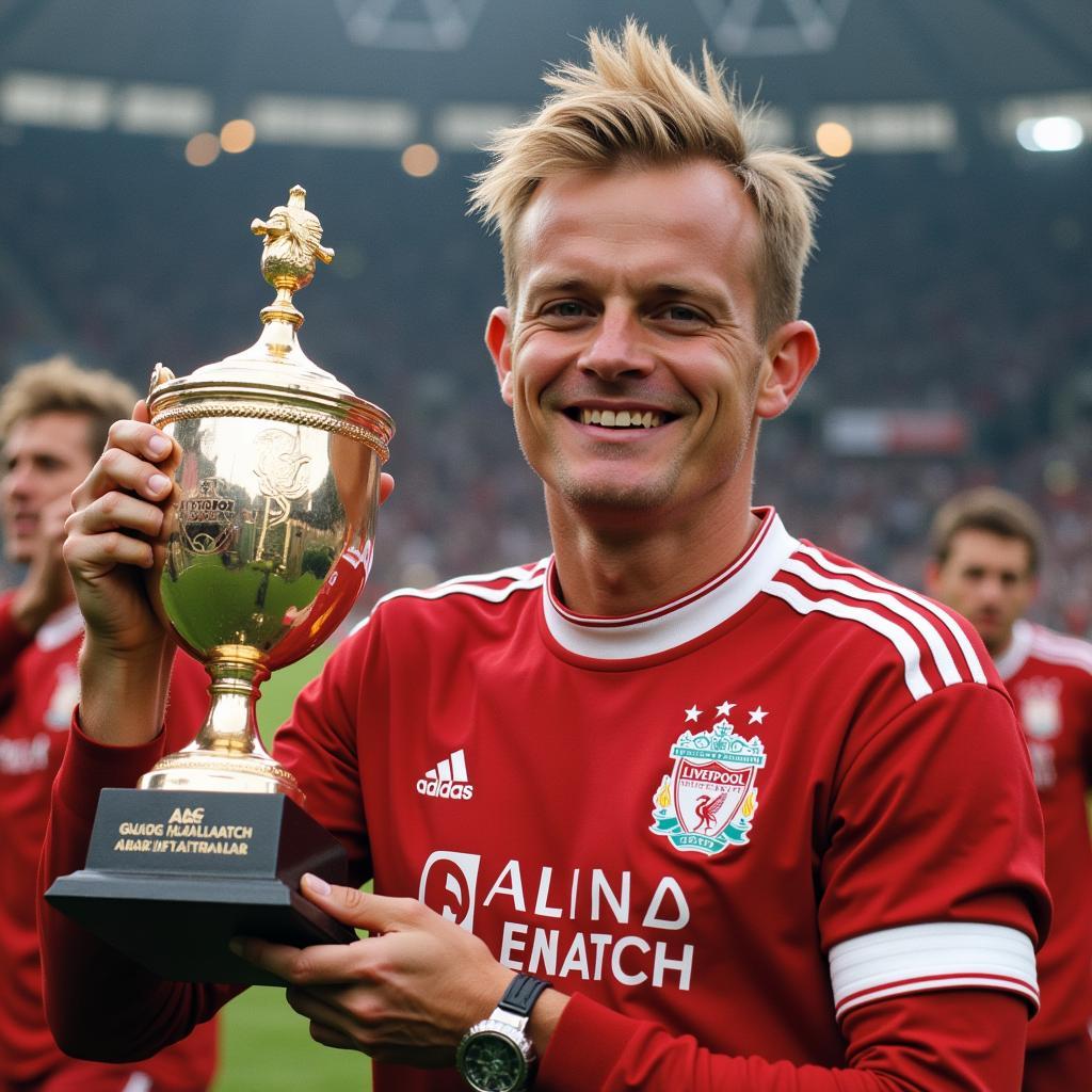 Erling Haaland holding the Man of the Match award