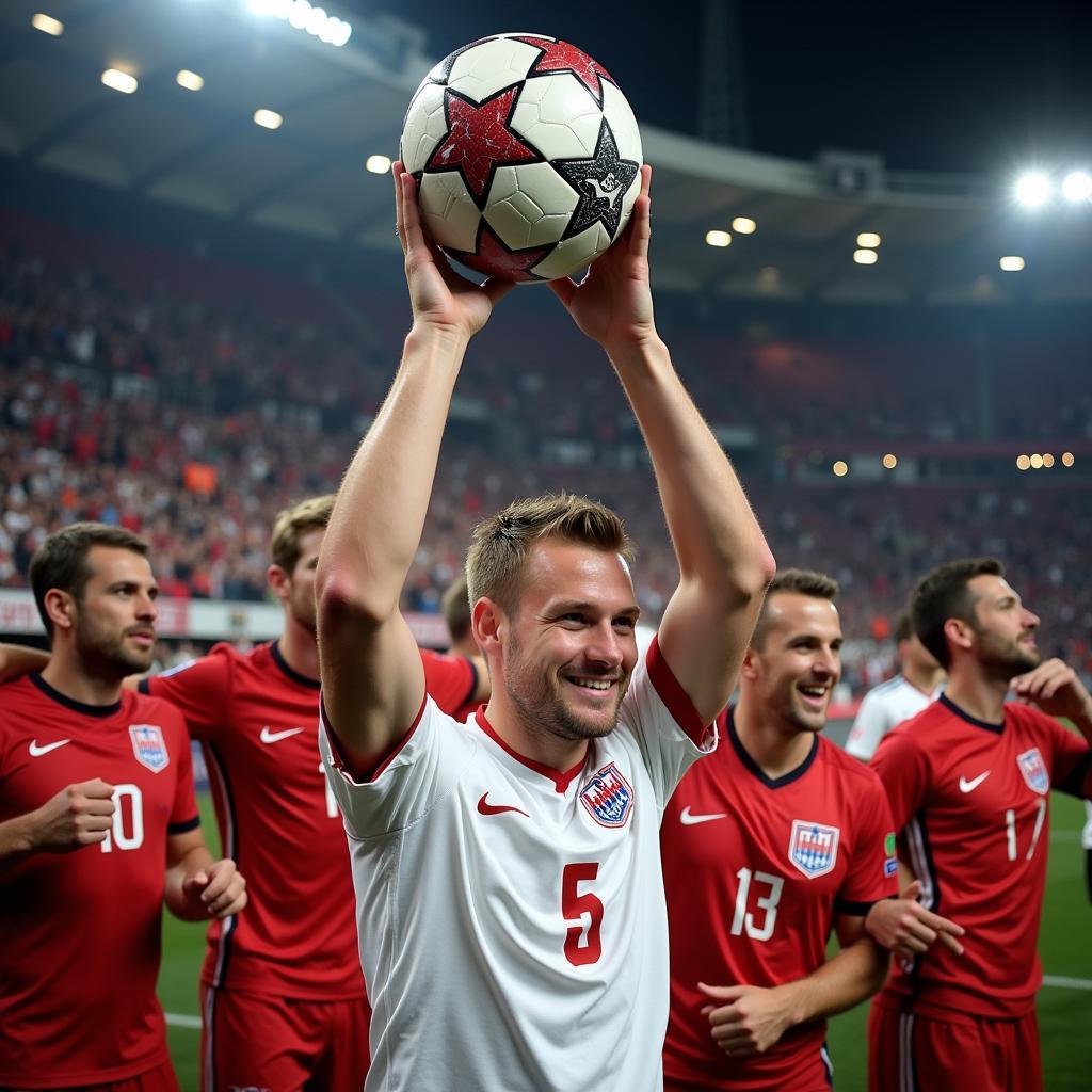 Haaland holding the match ball