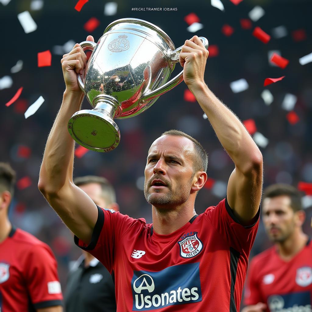 Haaland hoists the Serie A trophy amidst a shower of confetti