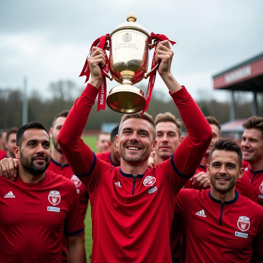 Erling Haaland lifting a trophy