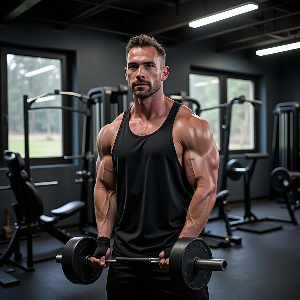 Erling Haaland working out in his home gym