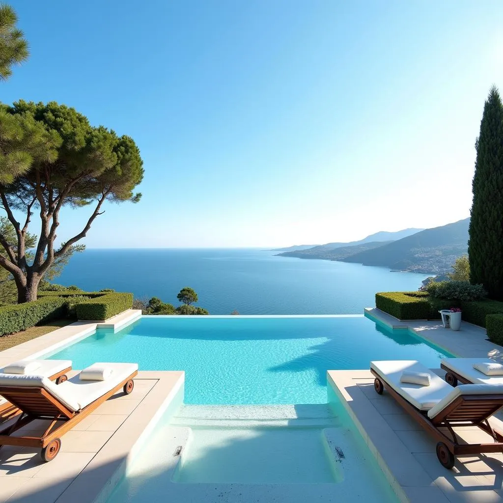 Haaland Hus Marbella pool with a view of the Mediterranean