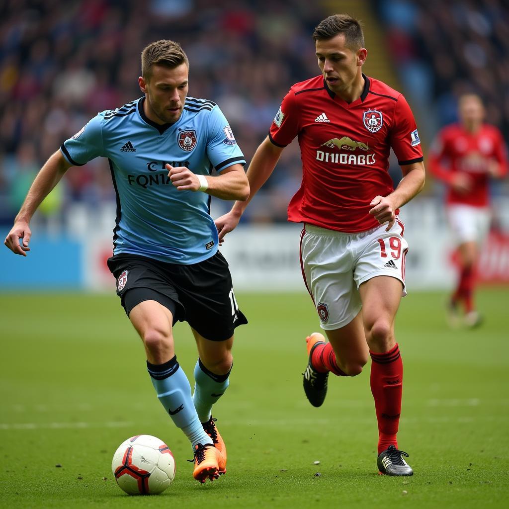 Haaland dribbling past a defender