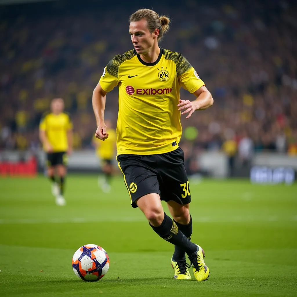 Haaland in action for Borussia Dortmund