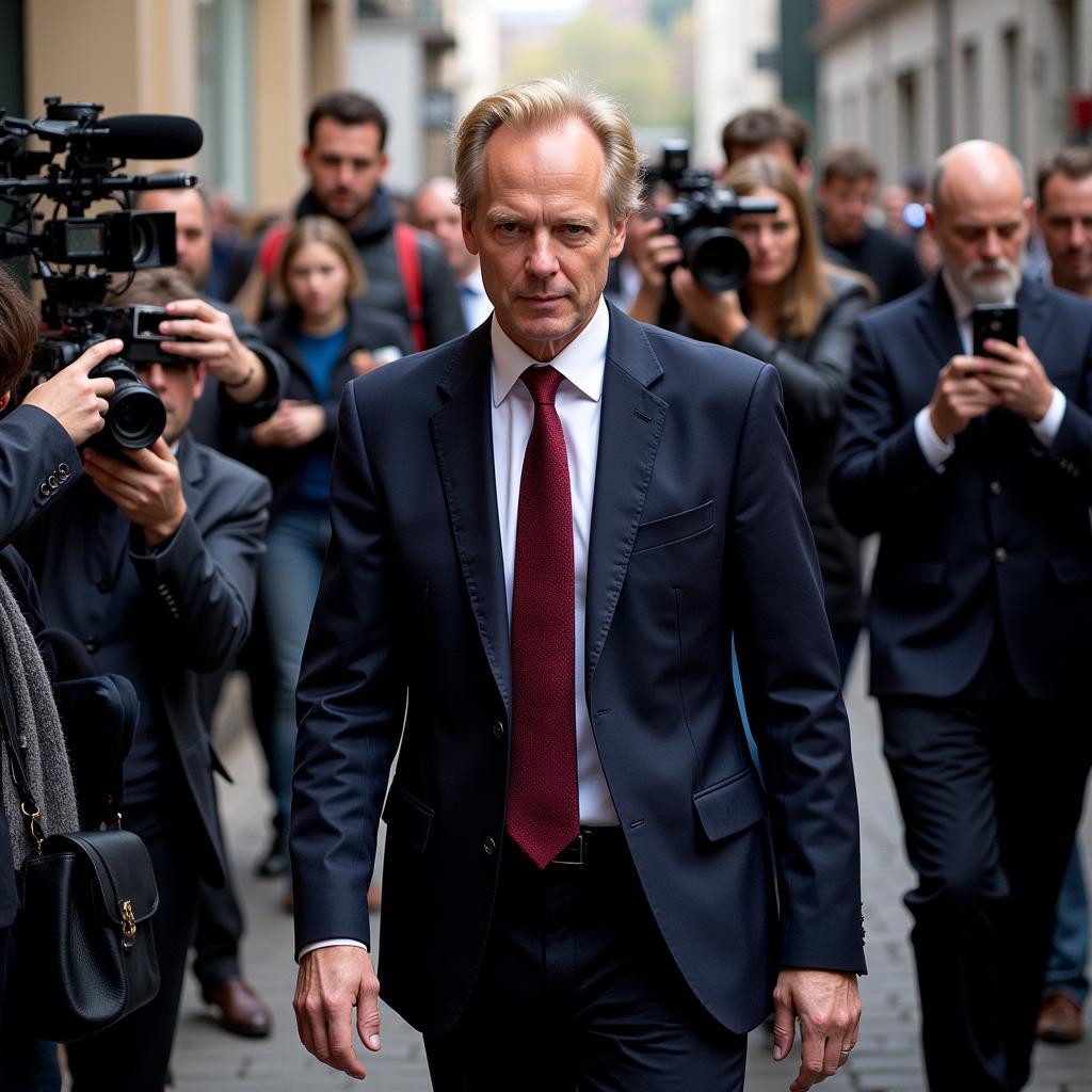 Erling Haaland Surrounded by Microphones and Journalists