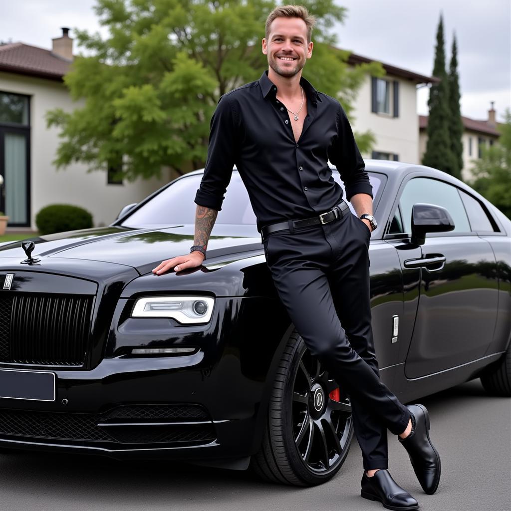 Erling Haaland posing with his supercar