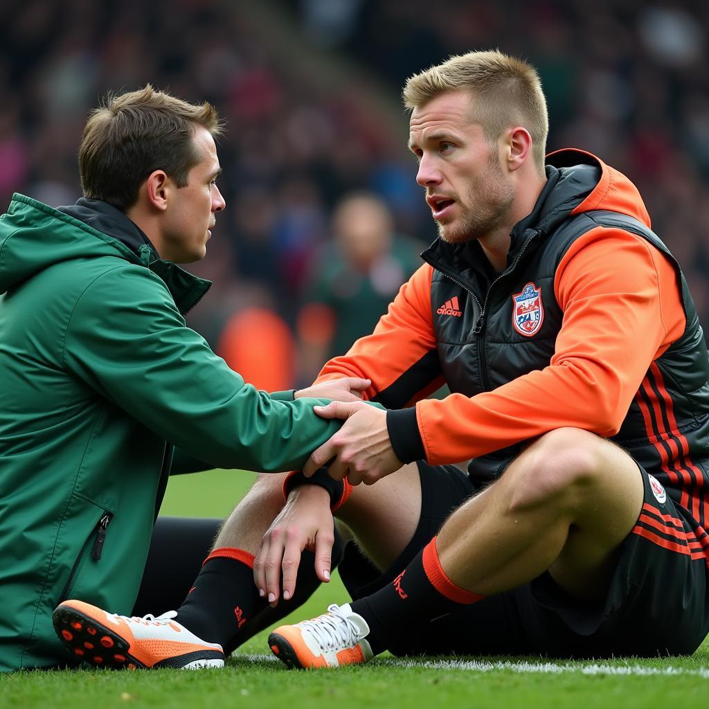 Erling Haaland receiving treatment on the pitch