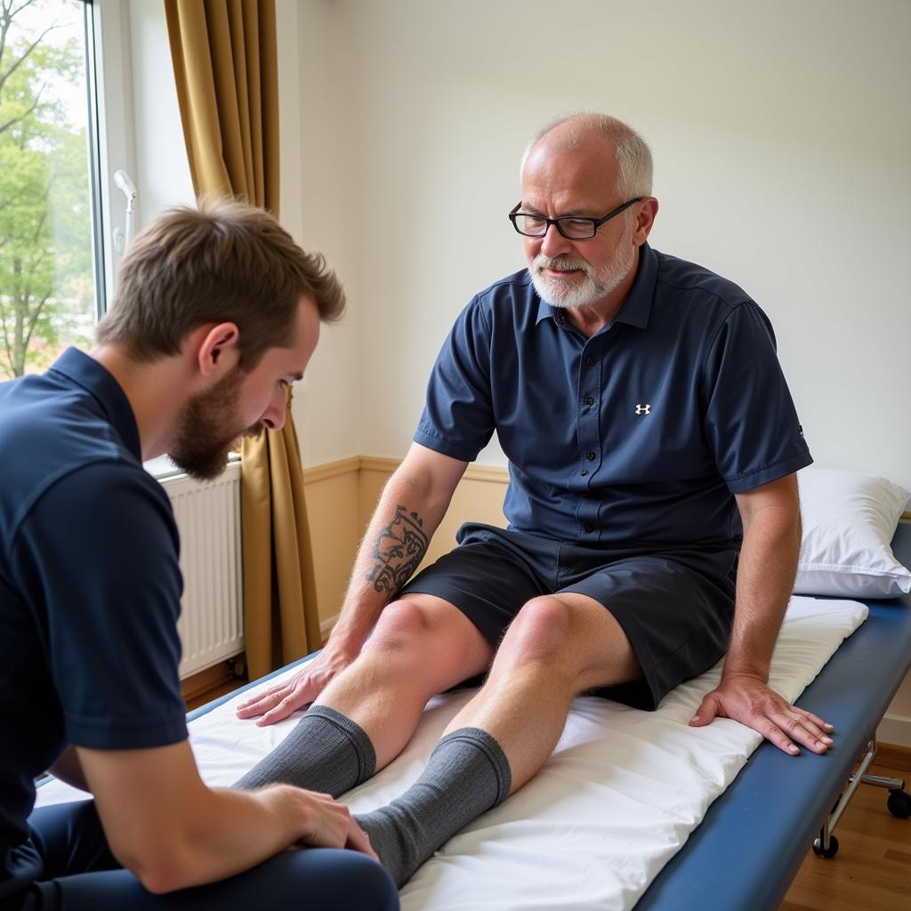 Erling Haaland working with physiotherapist