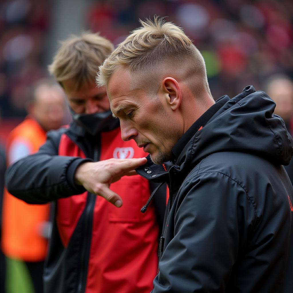 Haaland receiving treatment on the pitch