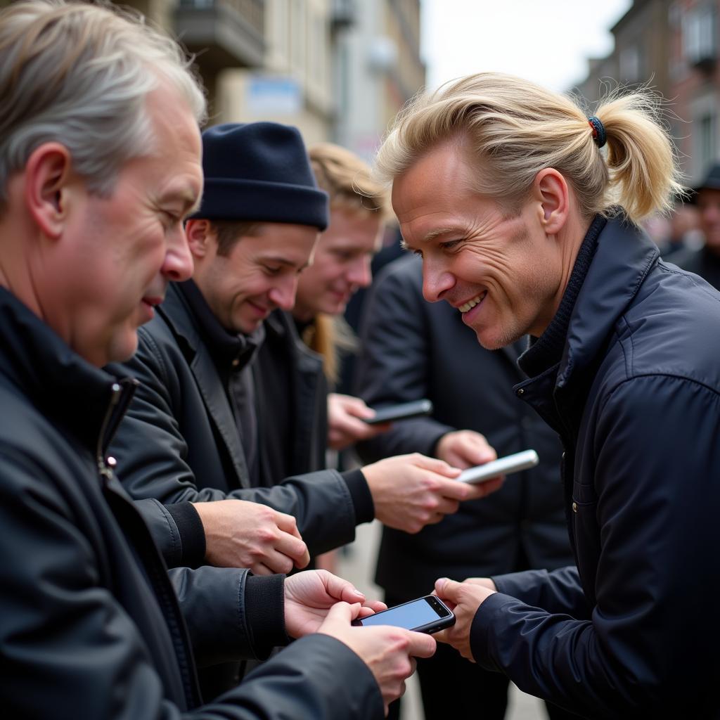 Erling Haaland interacting with fans.