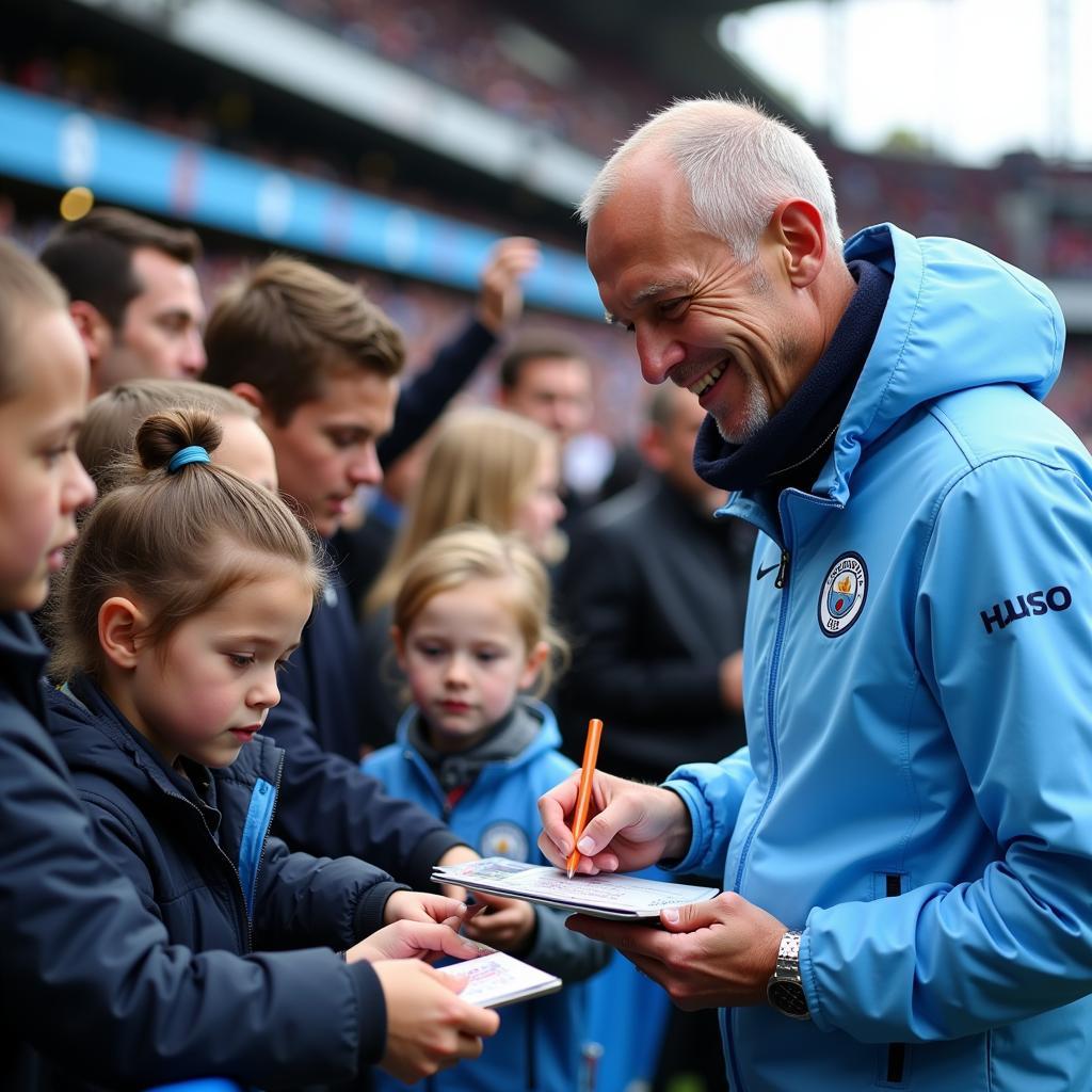 Haaland interacting with Man City fans