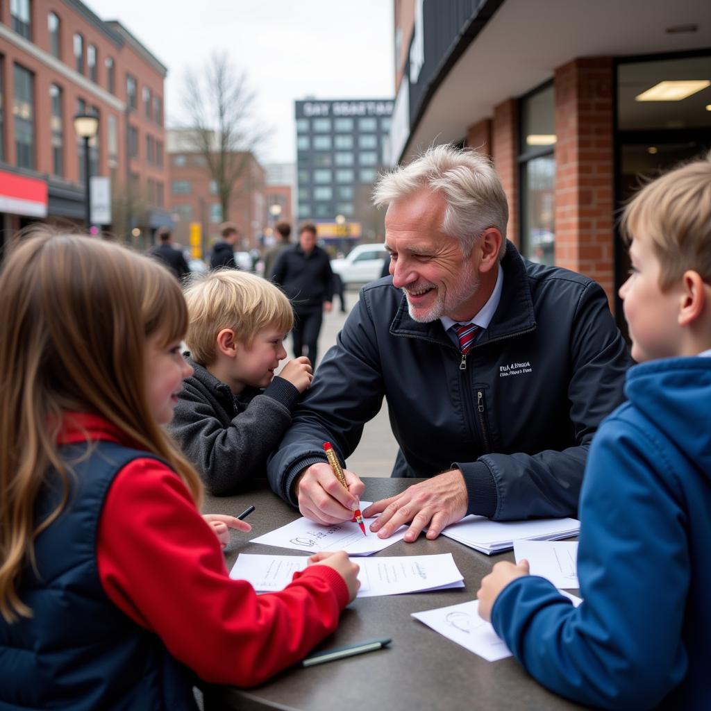 Haaland interacting with young fans