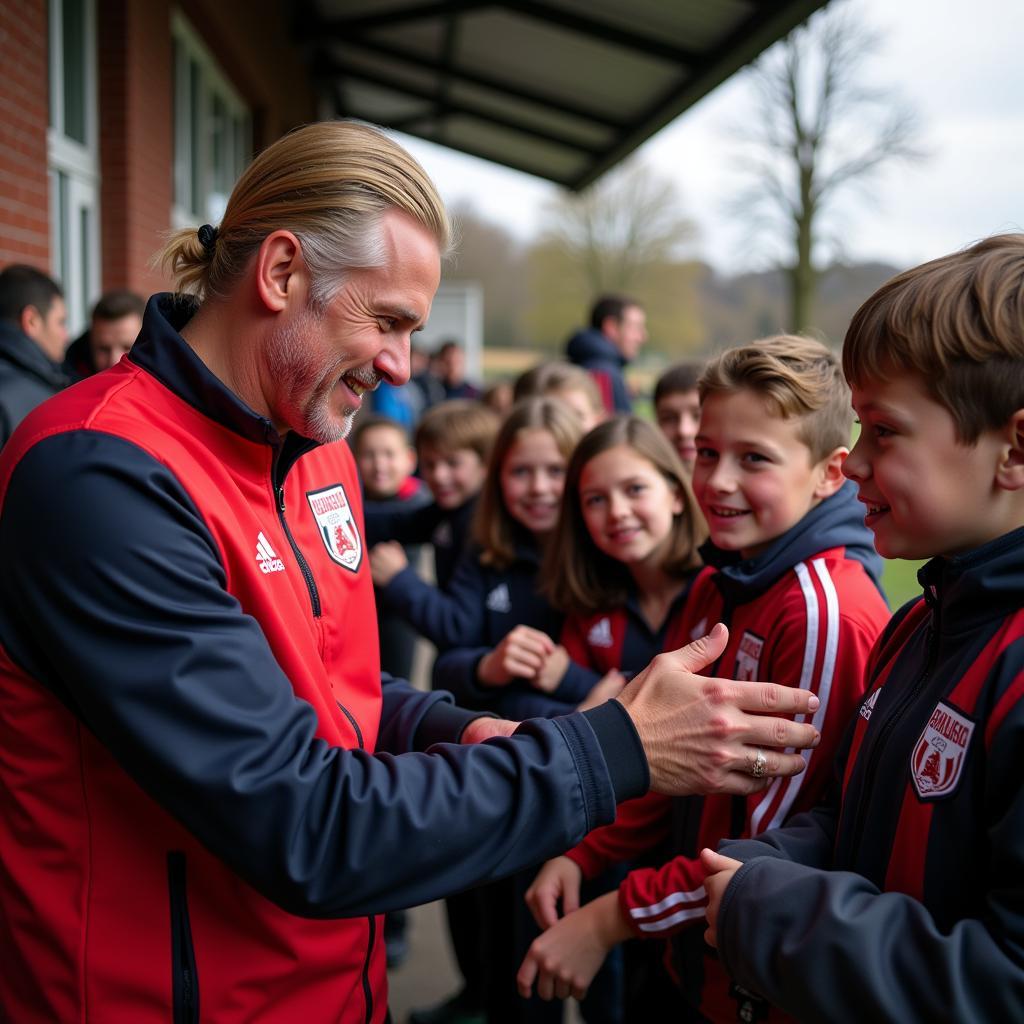 Haaland interacts with young fans