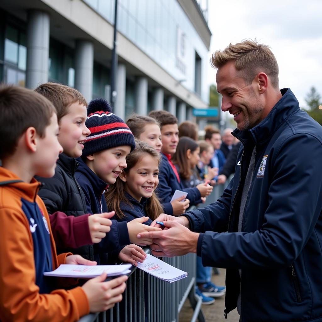 Haaland interacts with young fans