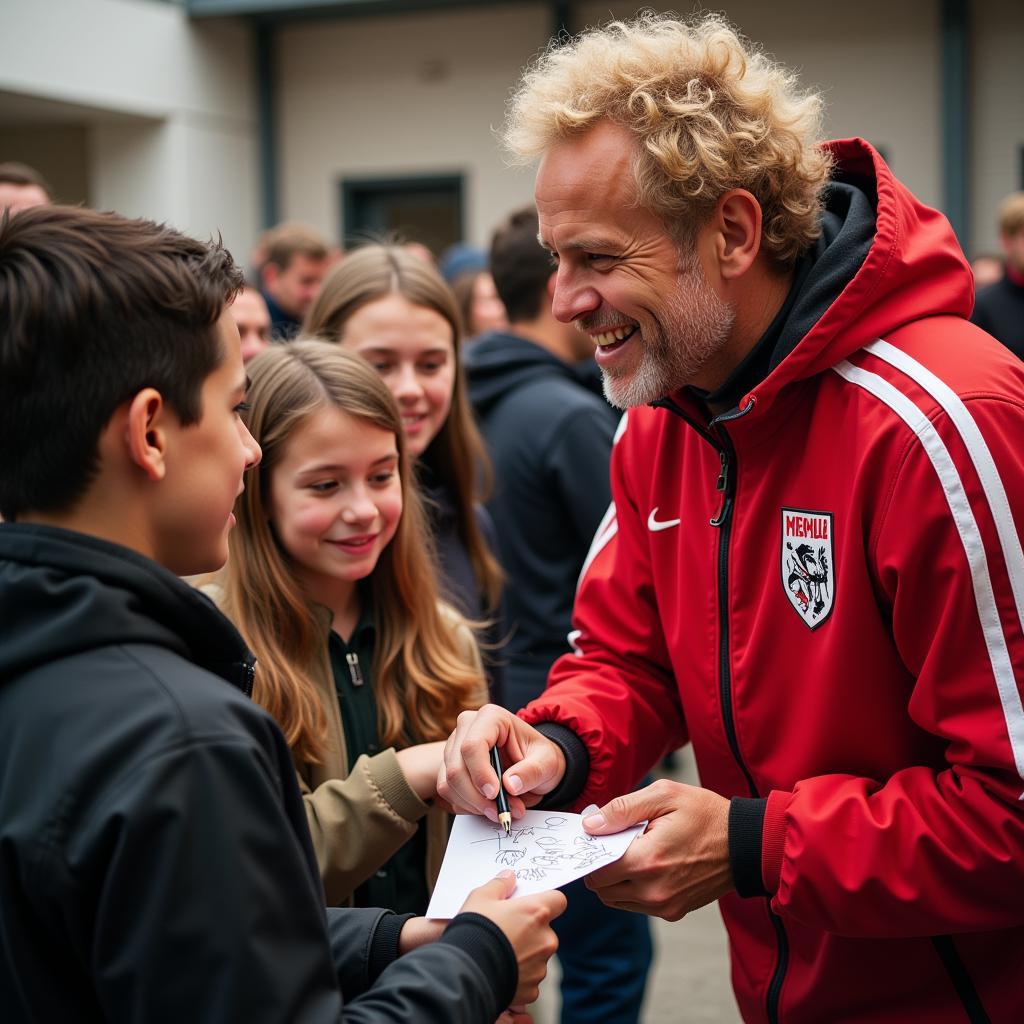 Haaland interacts with young fans