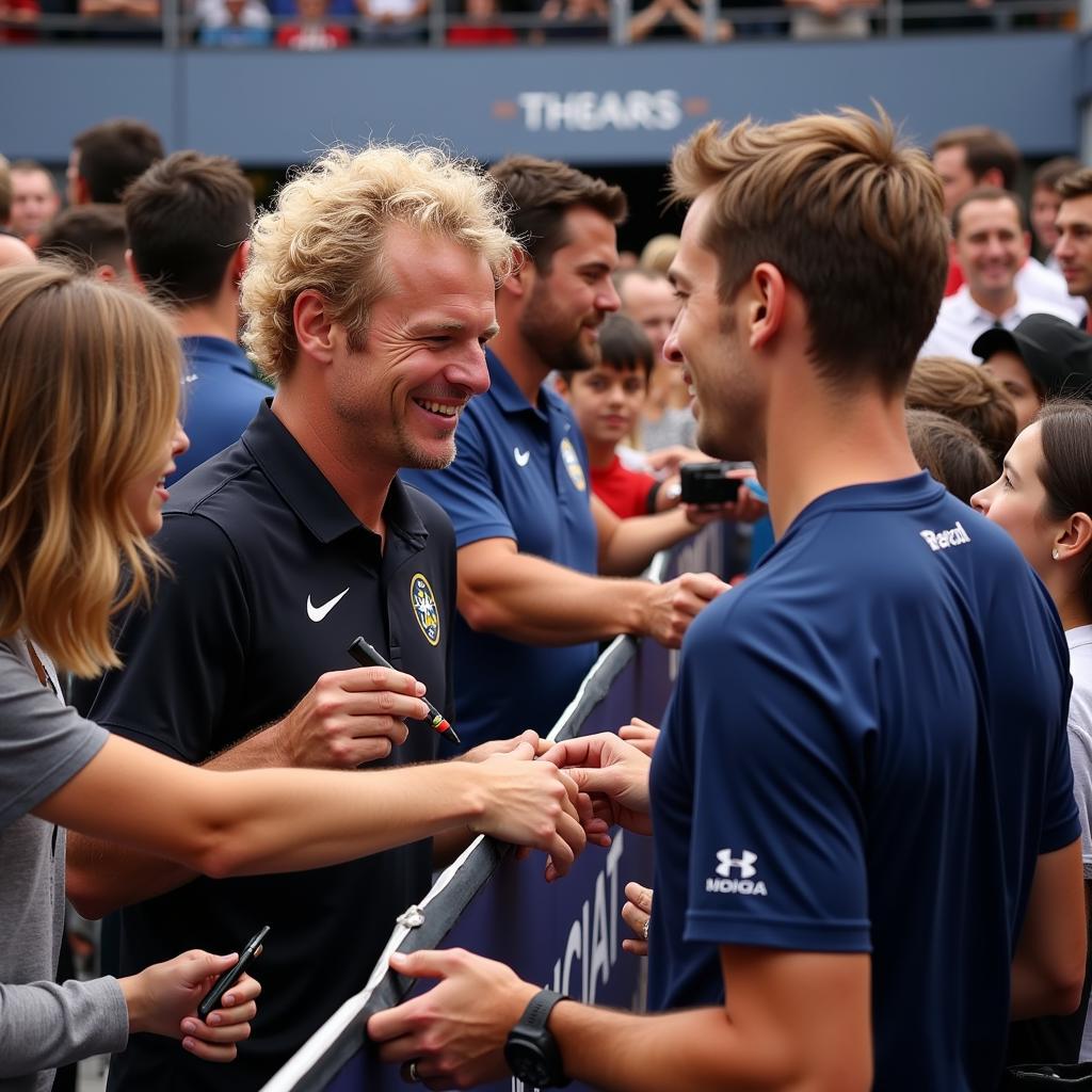 Haaland interacting with fans after a match