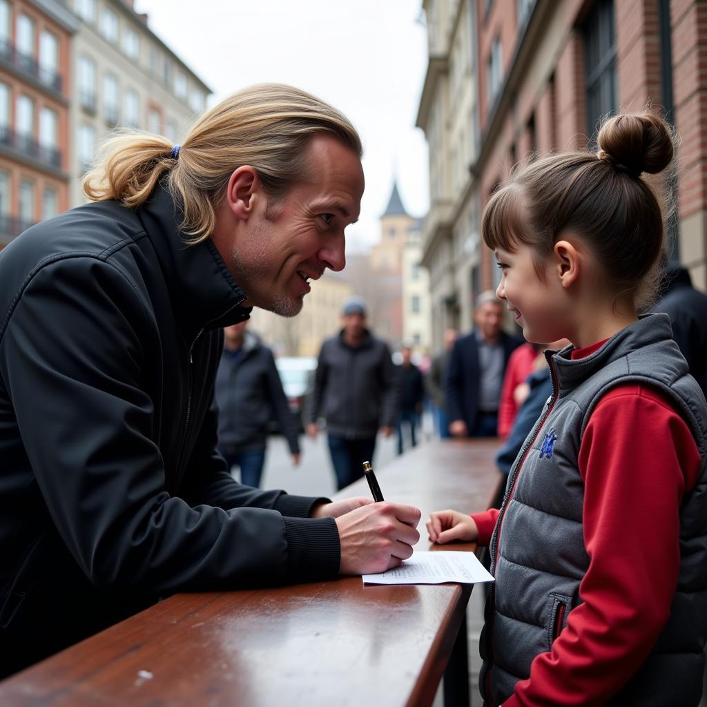 Erling Haaland Interacting with a Young Fan