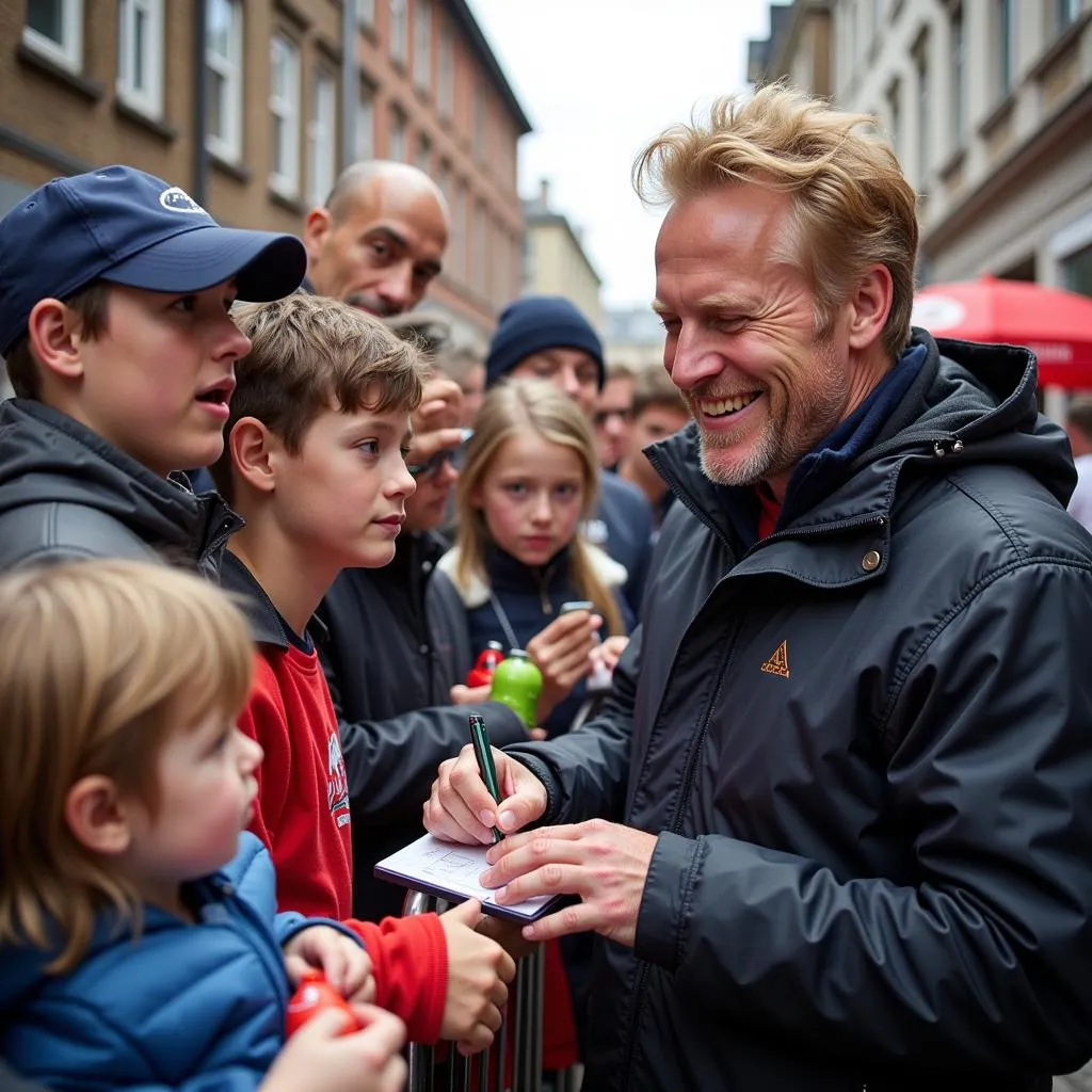 Haaland interacts with young fans, showcasing his humility and inspiring the next generation.