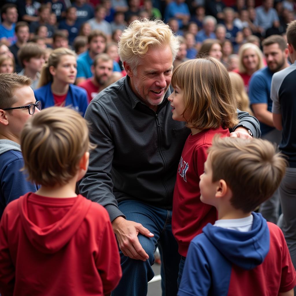 Haaland interacting with young fans