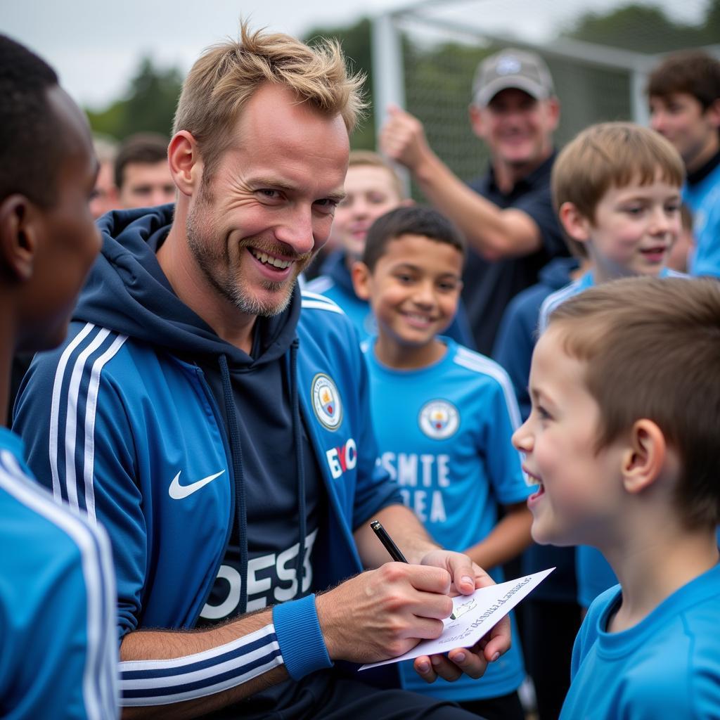 Haaland interacts with young fans at a community event