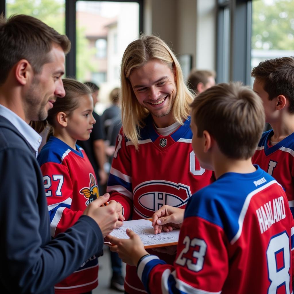 Haaland interacting with young fans