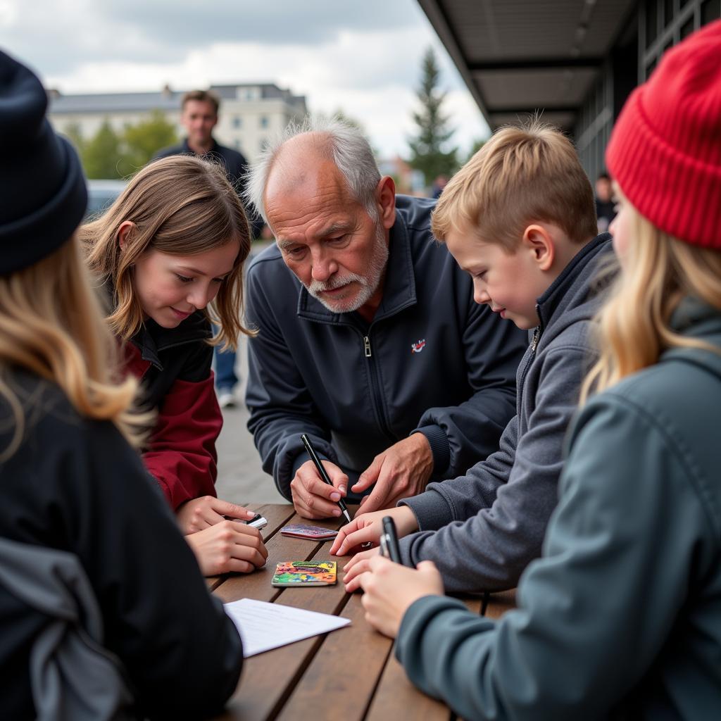 Erling Haaland interacting with young fans