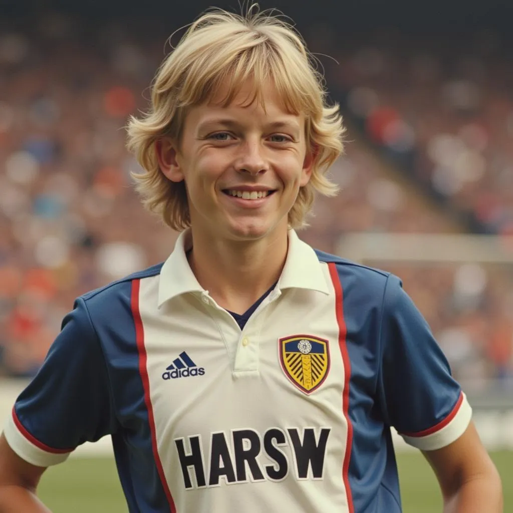 Young Erling Haaland in a Leeds United Kit