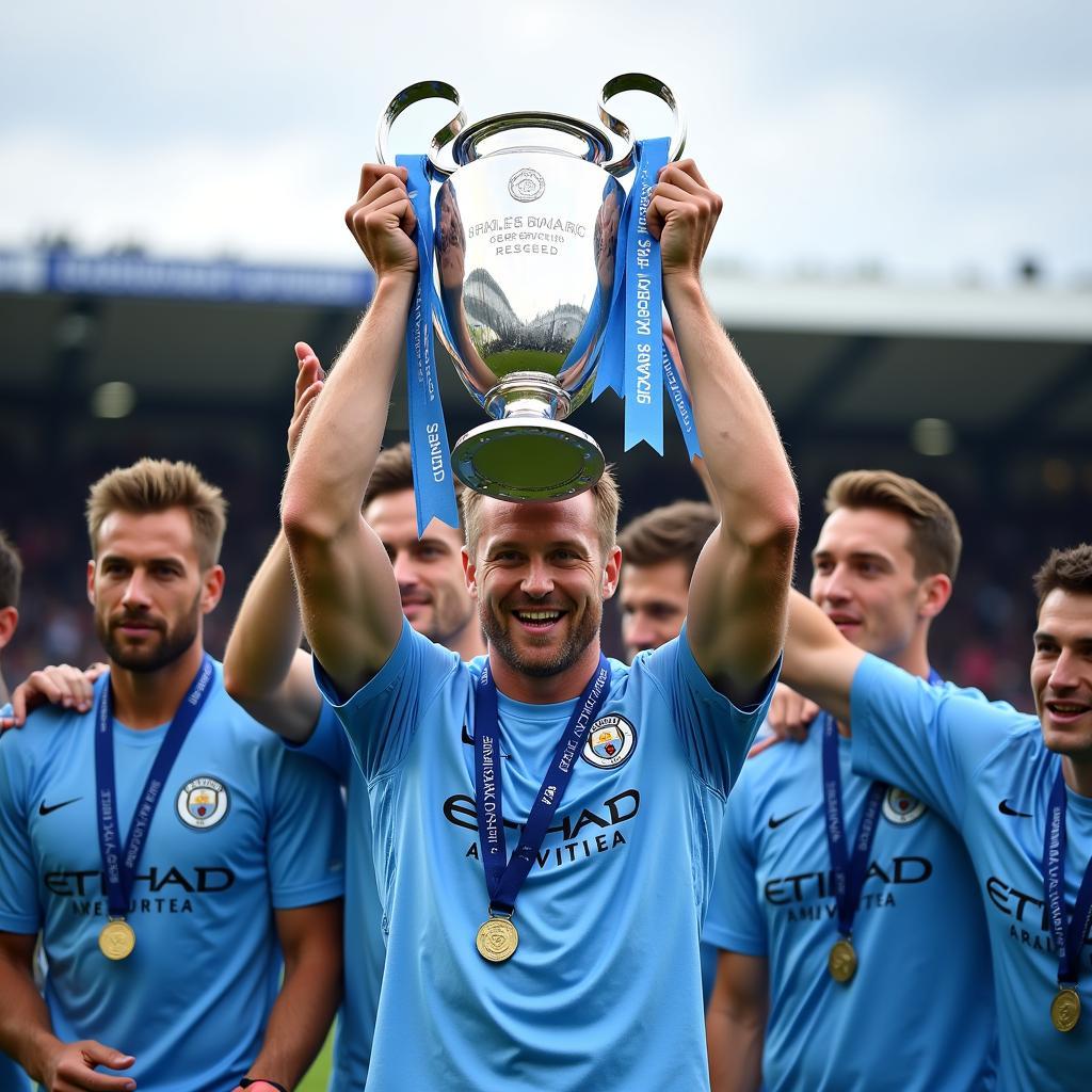 Haaland lifts the Champions League trophy