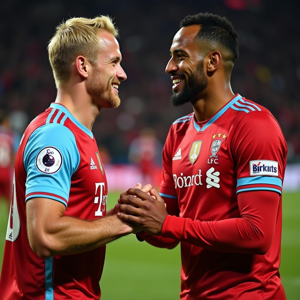 Haaland and Mahrez shaking hands after a game