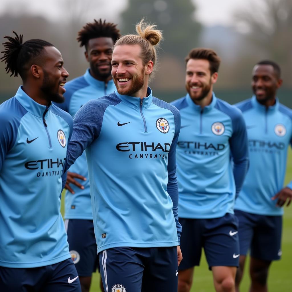 Haaland with his Manchester City teammates