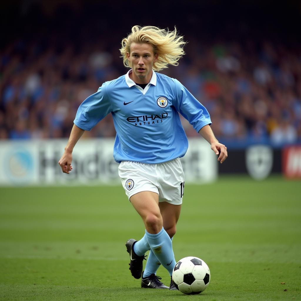 Erling Haaland celebrates a goal for Manchester City