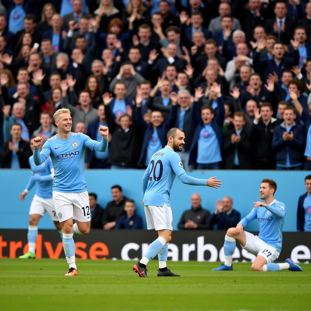 Haaland celebrating a goal for Manchester City