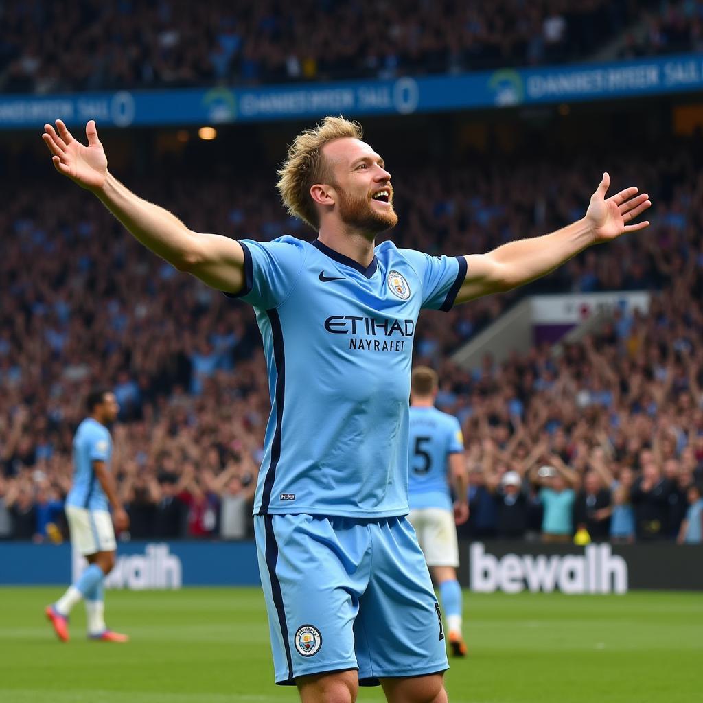 Erling Haaland Celebrating a Goal for Manchester City