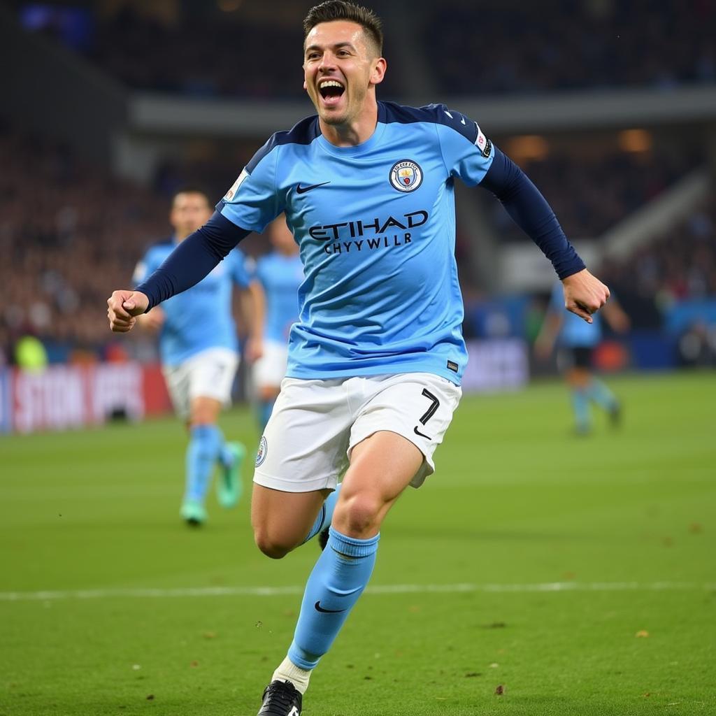 Haaland celebrates a goal for Man City