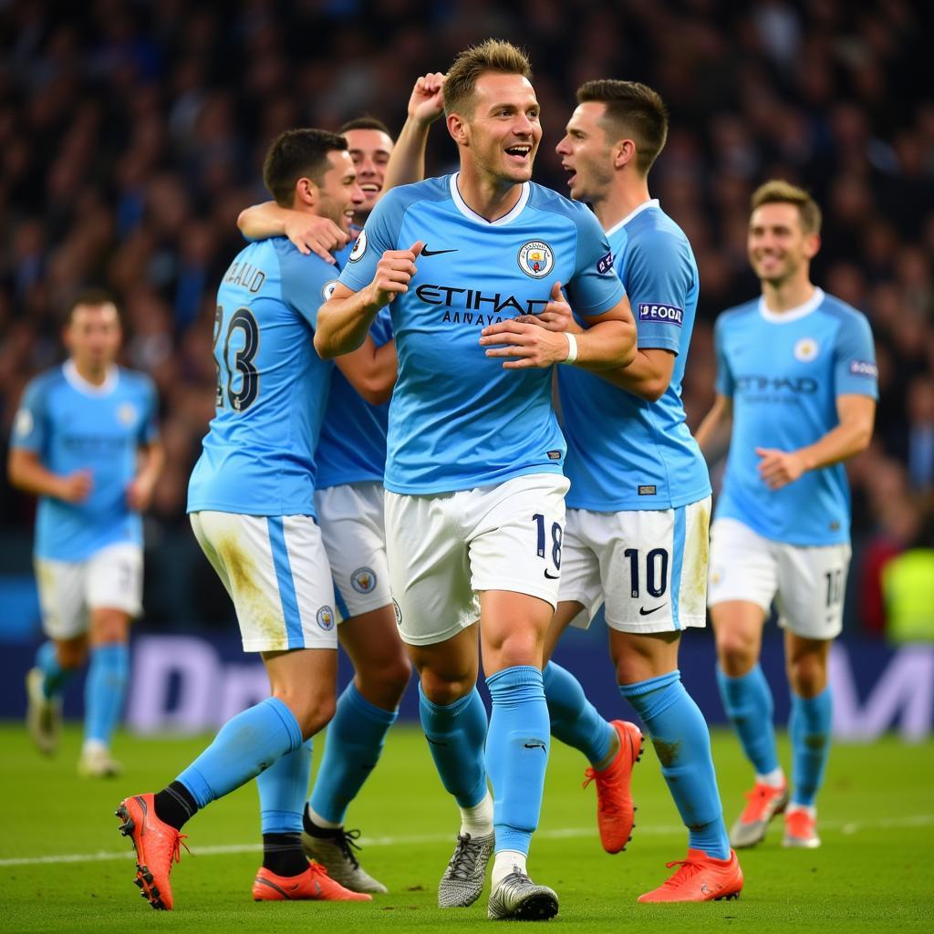 Erling Haaland Celebrates a Goal for Manchester City