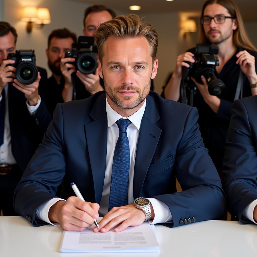 Haaland signing his contract with Manchester City