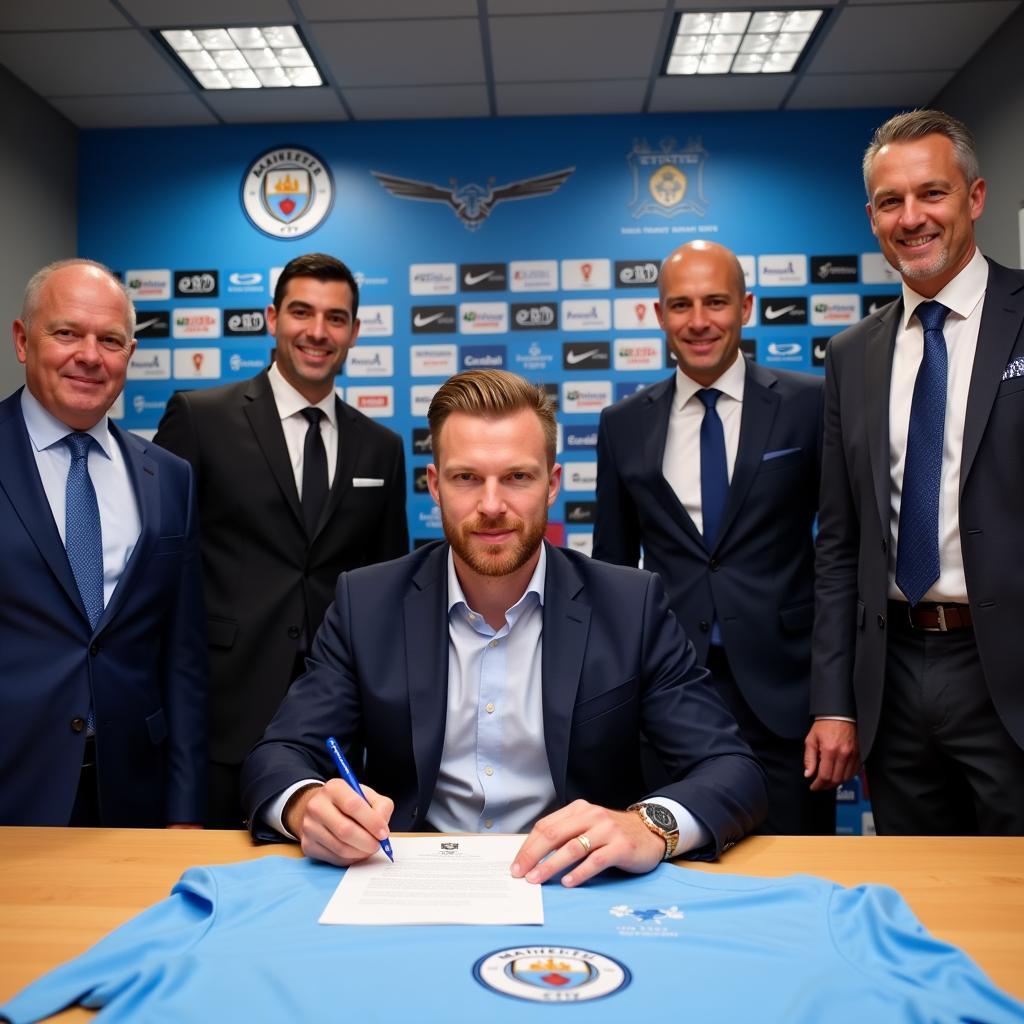 Erling Haaland Signing His Contract with Manchester City