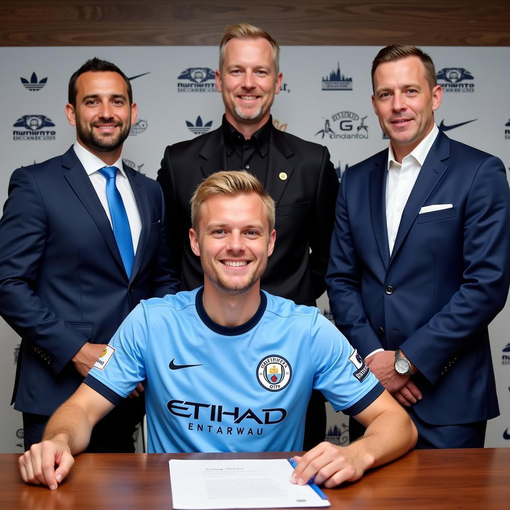 Erling Haaland Signing His Contract with Man City