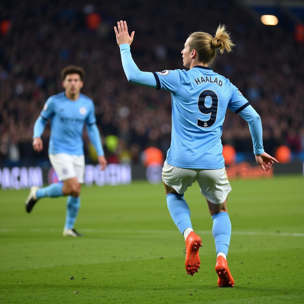 Haaland scoring on his Manchester City debut