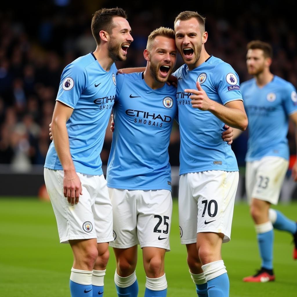 Haaland celebrates a goal on his Man City debut