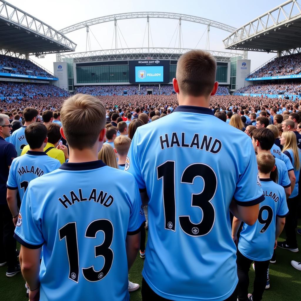 Fans in Haaland Jerseys