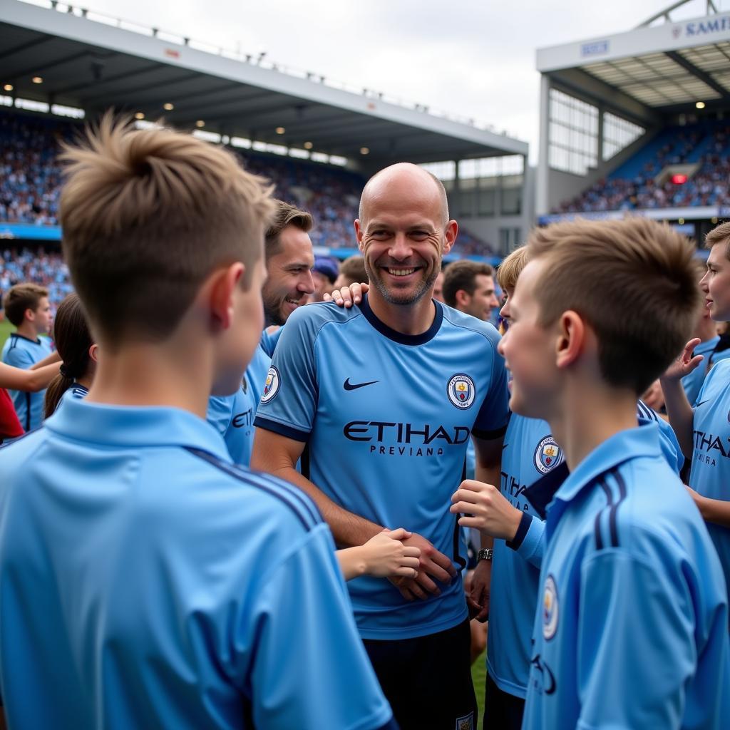 Haaland interacts with Man City fans