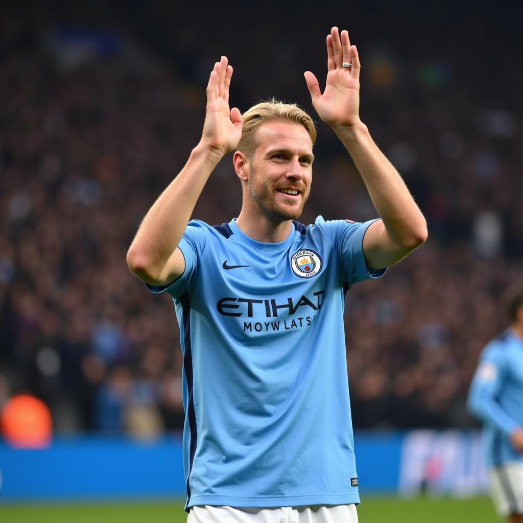 Erling Haaland acknowledges the Manchester City fans