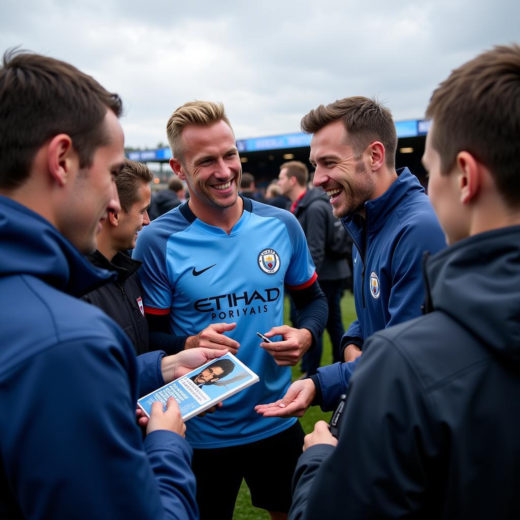 Haaland interacting with Man City fans