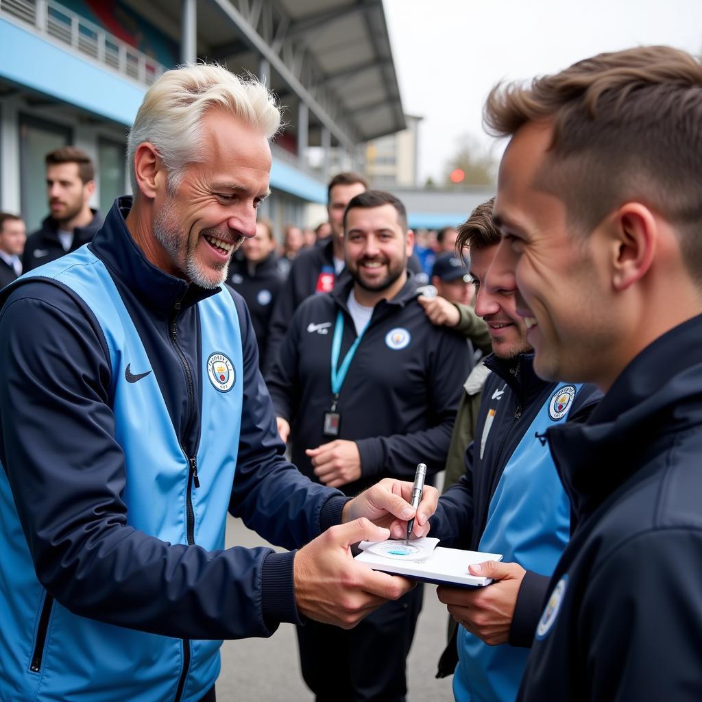 Haaland interacting with Manchester City fans