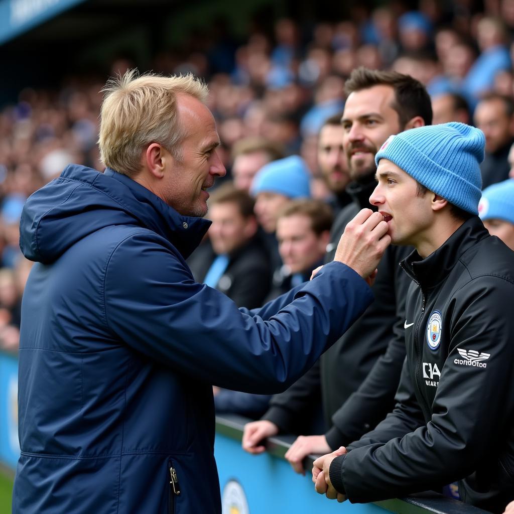 Haaland interacting with Man City fans