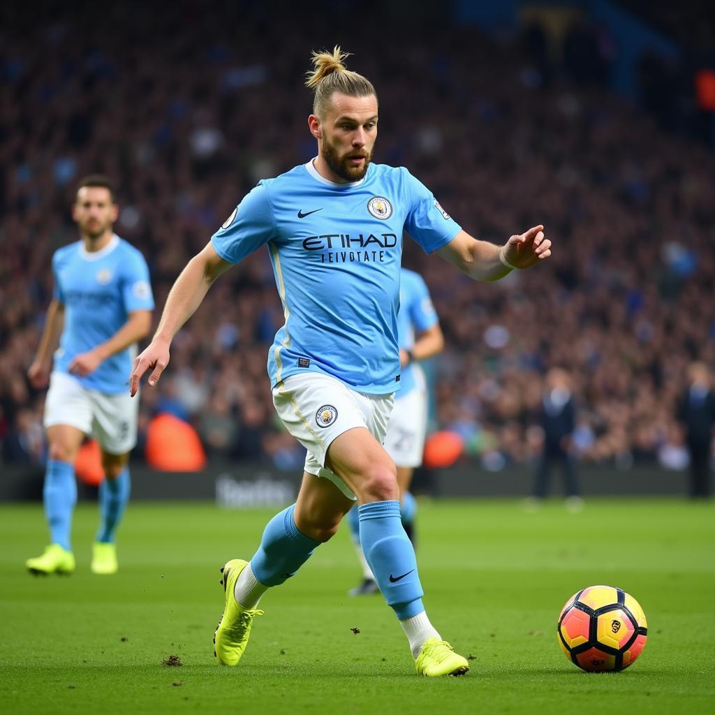 Haaland celebrates a goal for Manchester City